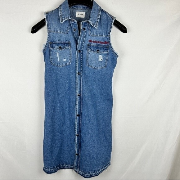 Hudson kids snap button western denim dress “the bad and beautiful’ XL - Picture 1 of 9